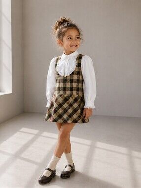Vintage 60s 70s Dana Originals Plaid Mini Dress Mod Jumper Shift Dress Size 6/7
